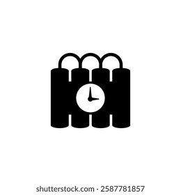 Vector icon of a dynamite bomb with a ticking timer.