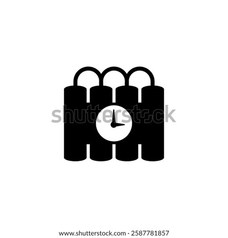 Vector icon of a dynamite bomb with a ticking timer.