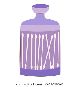 Icono vector de palos de oreja en un frasco. Icono vector de una torunda de algodón.