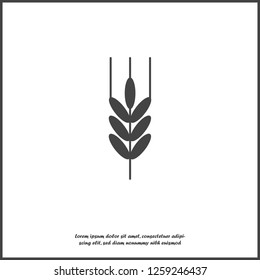 Vector icon ears of wheat, cereal. Ear of oats. Rue ears icon on white isolated background.Layers grouped for easy editing illustration. For your design.