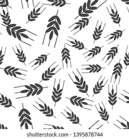 Vector icon ears of wheat, cereal. Ear of oats. Rue ears seamless pattern on a white background. Layers grouped for easy editing illustration. For your design