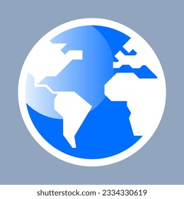 Vector icon of the Earth globe as a glossy symbol for web use