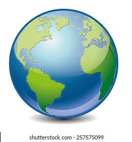 Vector icon of Earth with highlight, isolated on background.
