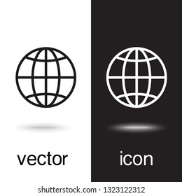 Vector icon Earth on black and white background