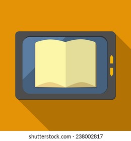 vector icon e-book, a tablet, an open book in flat design with long shadow