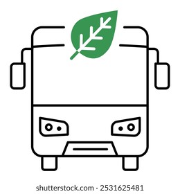 Vektorsymbol des umweltfreundlichen Transports. Dieses Symbol zeigt einen Bus, der nachhaltige Verkehrsmittel symbolisiert.