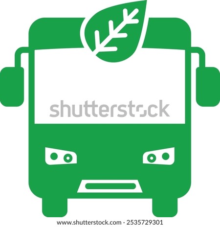 Vector icon of Eco Friendly Transportation. This icon illustrates a bus with eco-friendly symbols, representing sustainable public transport options.