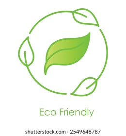 Vector icon for eco-friendly practices. Displays leaves forming a circle to represent sustainability, nature conservation, and green initiatives.