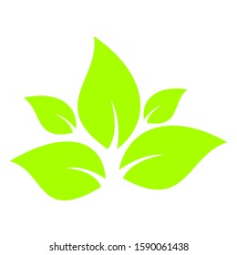 Vector icon of ecological nature element of green leaf. vector illustration