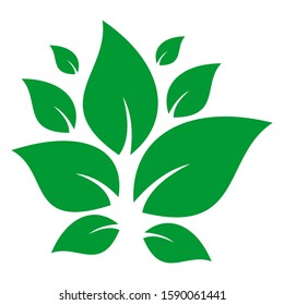 Vector icon of ecological nature element of green leaf. vector illustration