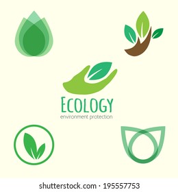 Vector icon ecology set. Environment protection.