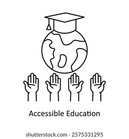  Vector icon for Educational Equity. Highlights the importance of universal education with symbolic visuals.