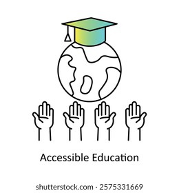  Vector icon for Educational Equity. Highlights the importance of universal education with symbolic visuals.