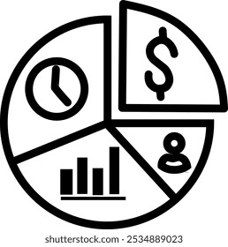 Vector Icon of Effective Management of Time, Money and Human Resources