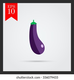 Vector icon of eggplant with green stem