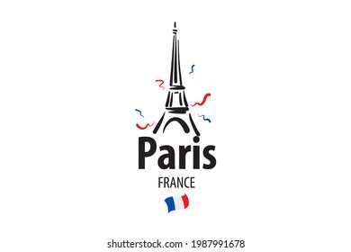 Vector icon of the Eiffel Tower in Paris drawn by hand