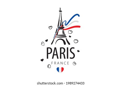 Vector icon of the Eiffel Tower in Paris drawn by hand