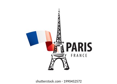 Vector icon of the Eiffel Tower in Paris drawn by hand