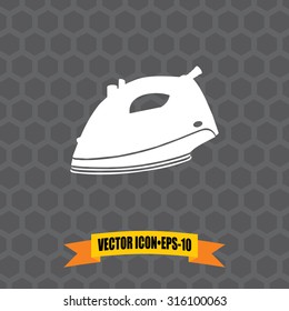 Vector Icon of Electric Iron on Dark Gray Background. Eps.10.