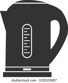 Icono vector de un hervidor eléctrico para hervir agua. Ilustración negra aislada en un fondo blanco para gráficos y diseño web.