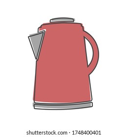 Icono vectorial de un estilo de caricatura de hervidor eléctrico sobre fondo blanco aislado.