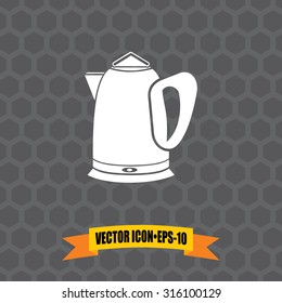 Vector Icon of Electric Kettle on Dark Gray Background. Eps.10.
