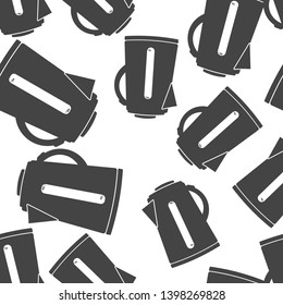 Vector icon of an electric kettle seamless pattern on a white background. 