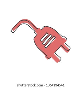 Vector icon electric plug cartoon style on white isolated background.