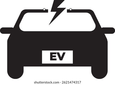 Vector icon of an electric vehicle with a lightning bolt symbol, representing EV charging or eco-friendly transport. Perfect for energy, automotive, and green tech designs.
