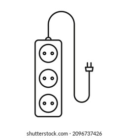 Vector icon of electrical extension cord with wire and electric plug. Editable stroke. 