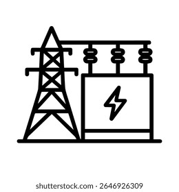 Vector icon electrical substation on white background
Vector icon electricity