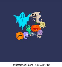 Vector icon and element decoration for happy Helloween