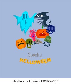 Vector icon and element decoration for happy Helloween