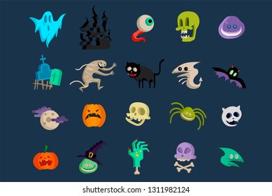 Vector icon and element for Helloween. greeting card for Happy Halloween design icon. Concept illustration. Sign and symbol, element.