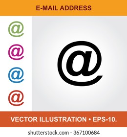 Vector Icon Of E-MAIL Address With Title & Small Multicolored Icons. Eps-10.