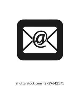 Vektorsymbol eines E-Mail-Umschlags mit einem At-Symbol. Kennzeichnet digitale E-Mails und Online-Adressen.