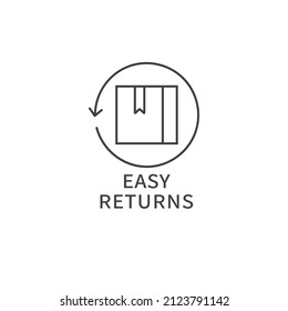 Vector icon or emblem for e-commerce security. Easy returns delivery badge.