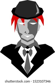 Vector icon /emblem of a man with hat ad tie