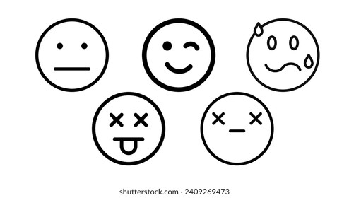 Vector icon emoji set with all emotional face.