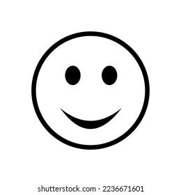 Vector icon emoticon smiling. Black and white emoticon smiling, white background.