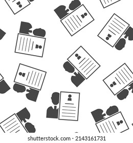 Vector icon of employee search, handhunter. Symbol of work. Job vector seamless pattern on a white background.  