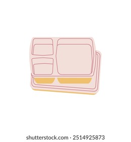 Vector icon with an empty open bento lunch on a white background. It is ideal for design with elements of oriental cuisine, which are convenient to take with you