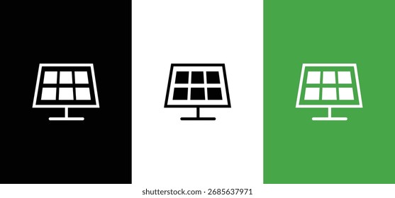 Ícone vetorial de eficiência energética, painel solar. painel solar ícone preto