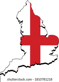 Vector icon of England map embedded with English flag