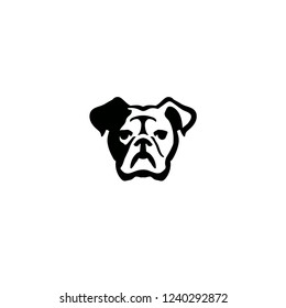 Vector icon of English Bulldog. A cute small dog. Editable, scalable. Black and white.