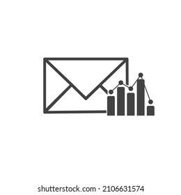 Sobre de icono vectorial y gráfico de crecimiento contable sobre fondo blanco aislado.