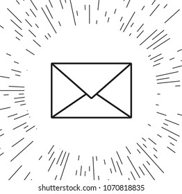 vector icon envelope against the background of the rays