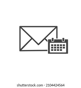 Vector icon envelope and calendar planning on white isolated background.