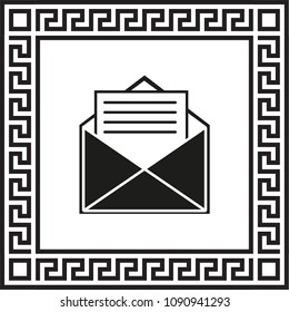 vector icon envelope in a frame with a Greek ornament EPS