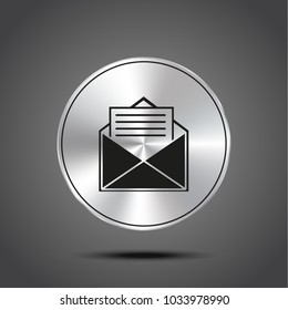 vector icon envelope metallic isolated on dark background